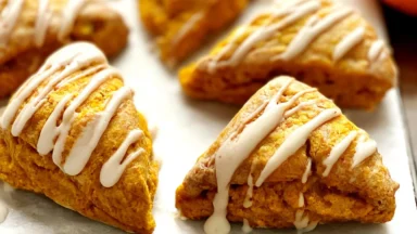 Pumpkin Scones Freshly Baked with Spices and Cream