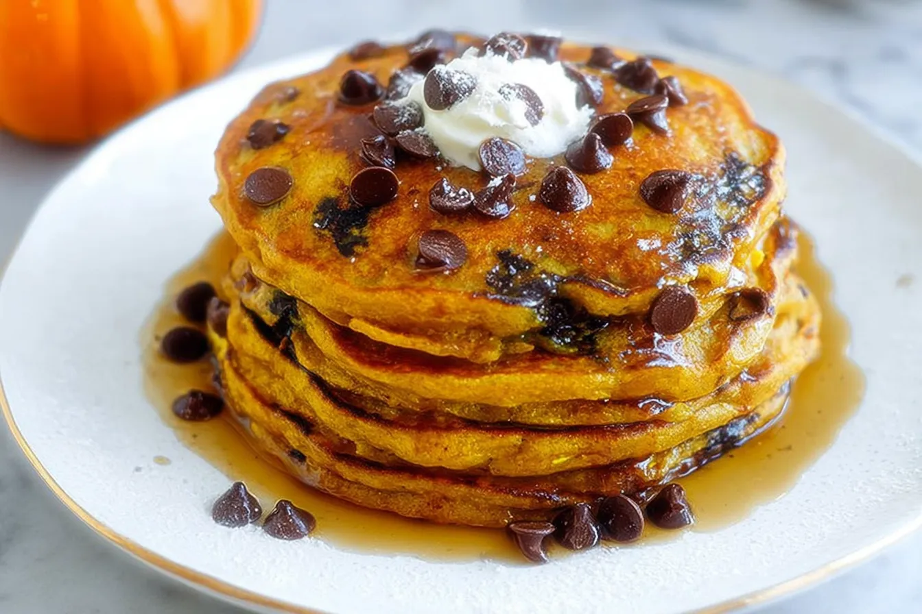 Pumpkin Spice Pancakes with Chocolate Chips – Fluffy & Delicious