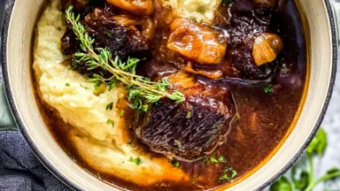 Delicious Red Wine Braised Short Ribs in Dutch Oven