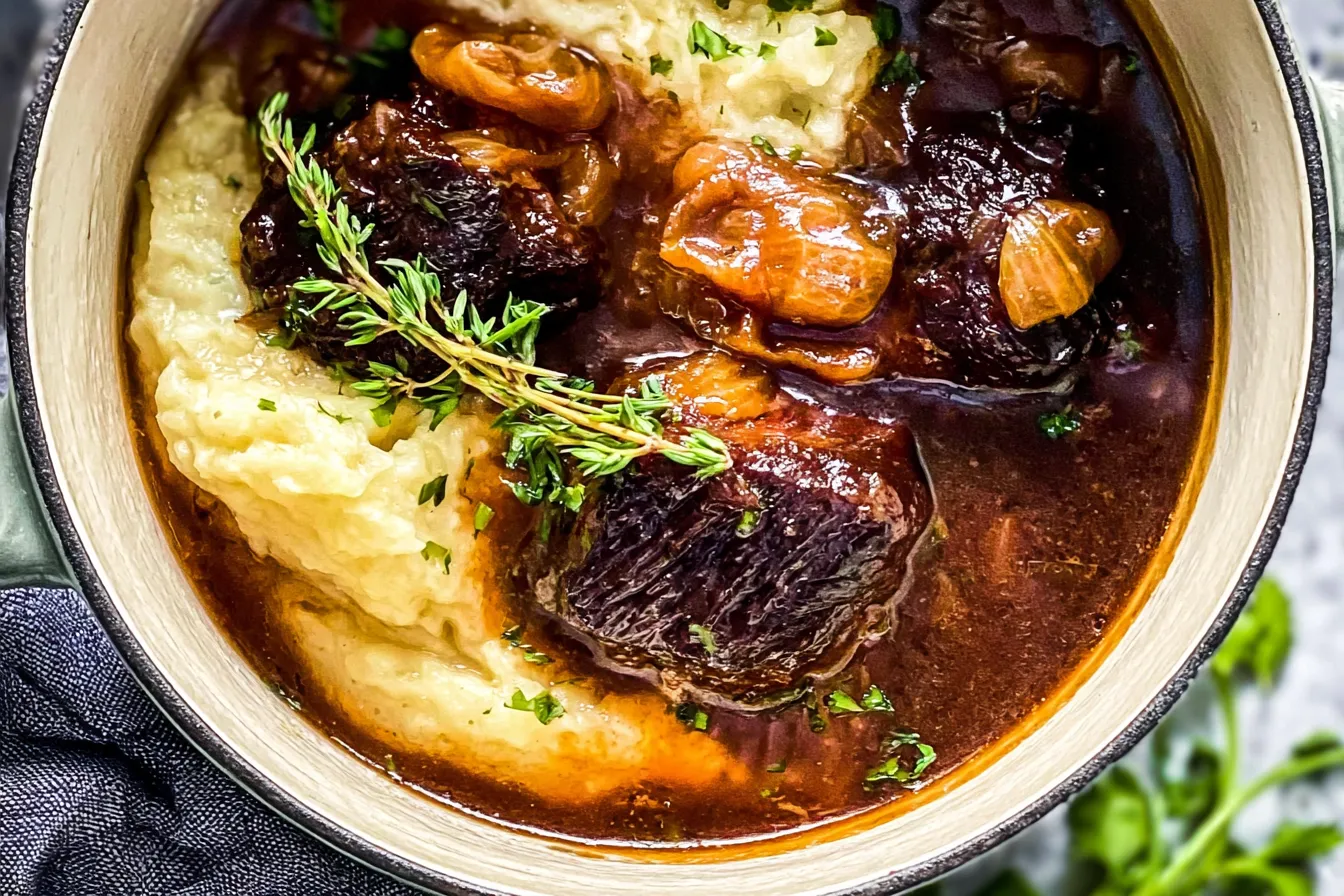 Delicious Red Wine Braised Short Ribs in Dutch Oven