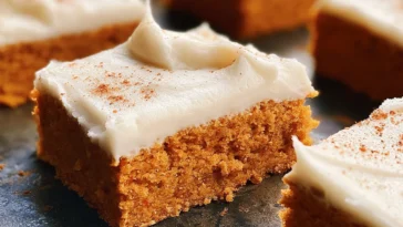 Sheet Pan Libby’s Pumpkin Bars Fresh Out of the Oven