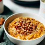 Delicious Slow Cooker Pumpkin Pie Oatmeal in a Bowl