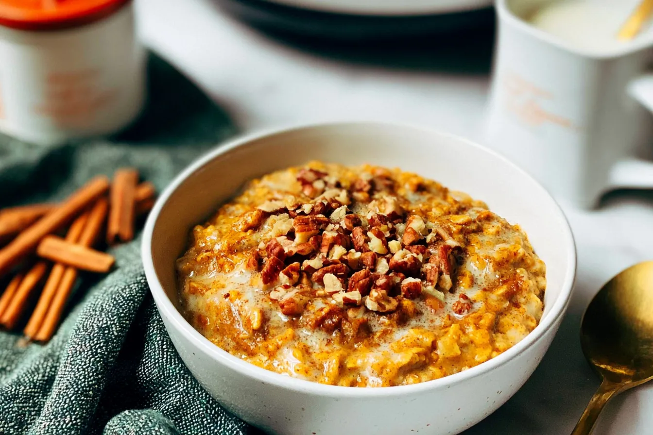 Slow Cooker Pumpkin Pie Oatmeal: A Cozy Breakfast Delight 3 Delicious Slow Cooker Pumpkin Pie Oatmeal in a Bowl