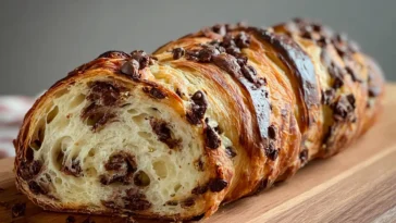 Sourdough Chocolate Chip Croissant Bread Freshly Baked