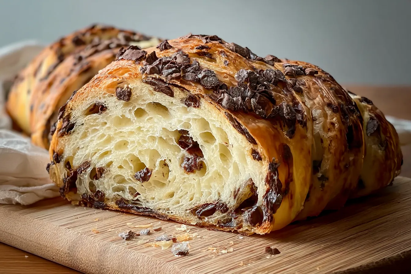 Sourdough Chocolate Chip Croissant Bread 