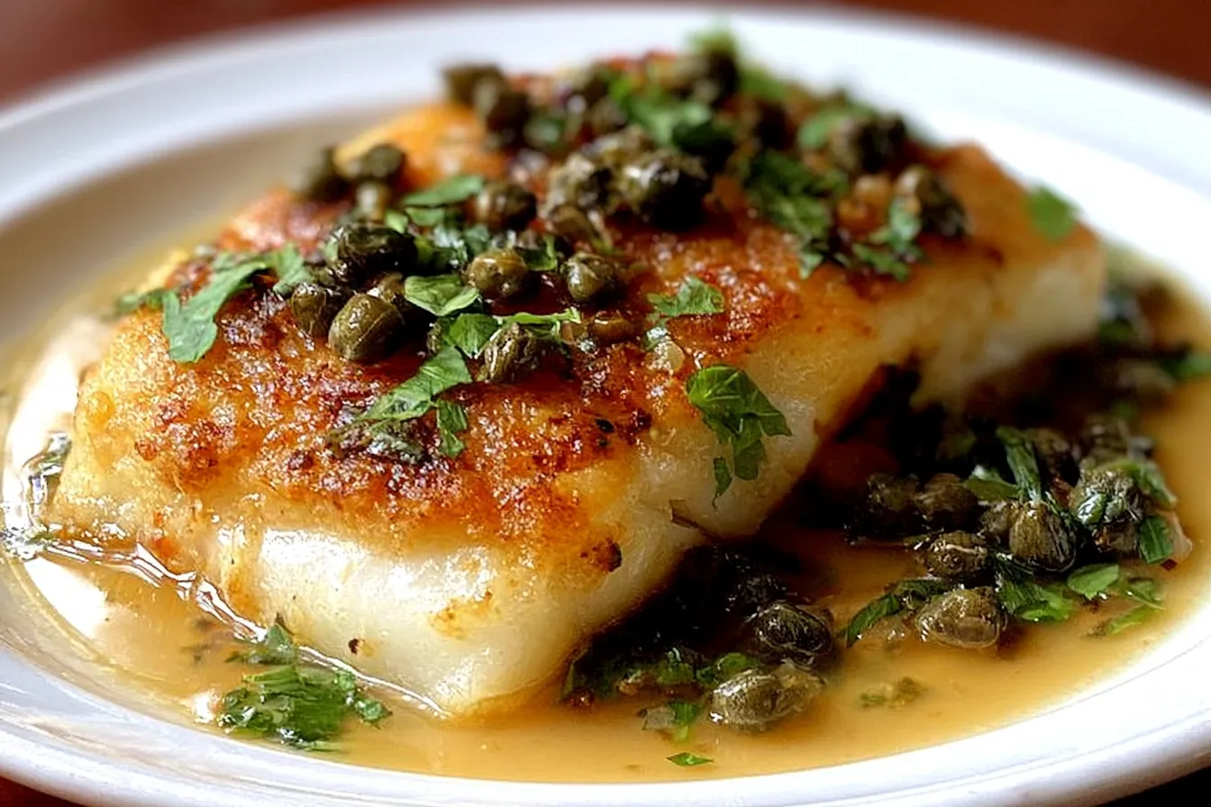 Delicious Cod Piccata Plated