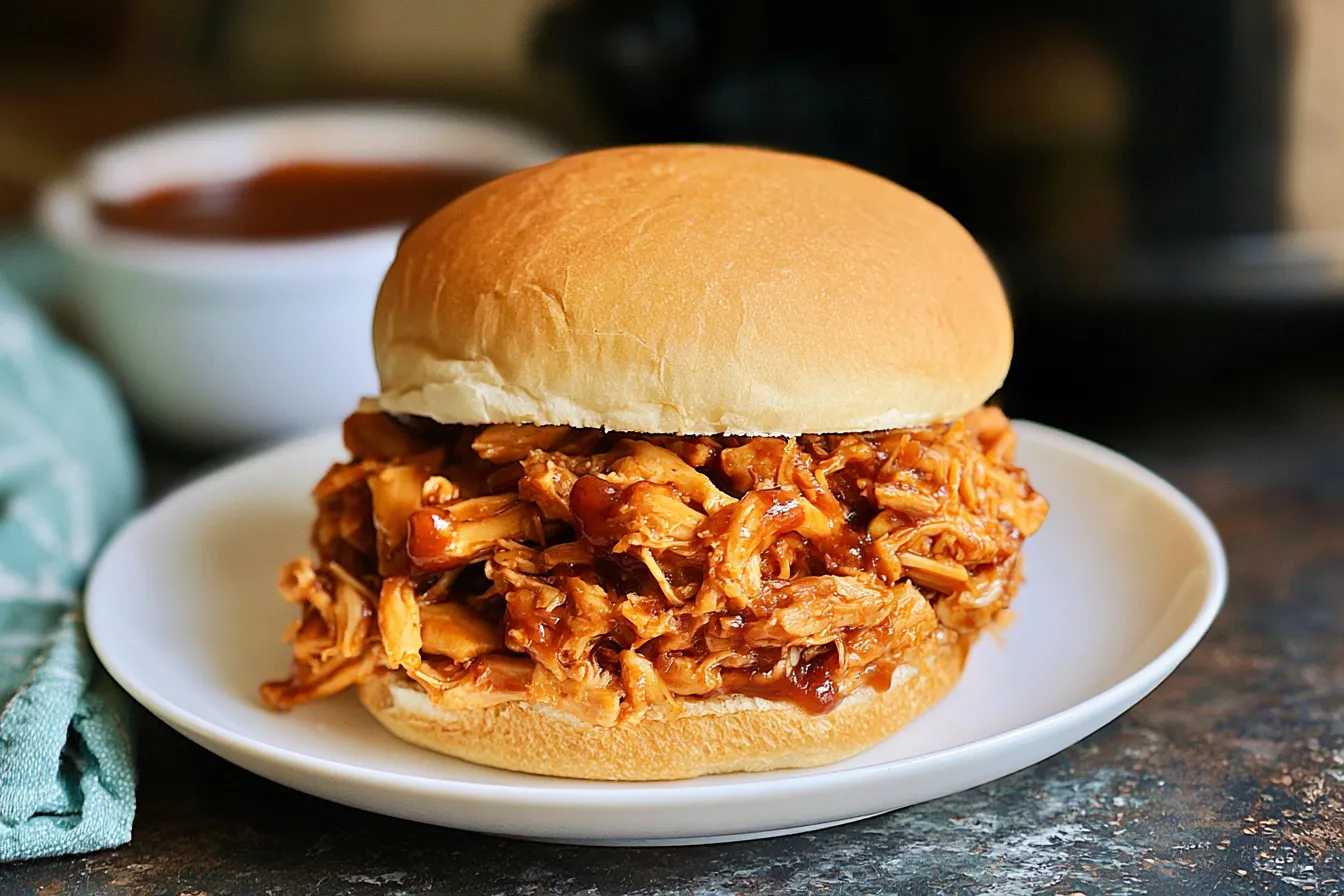 Delicious Crockpot BBQ Chicken (Easy Pulled Chicken) Meal