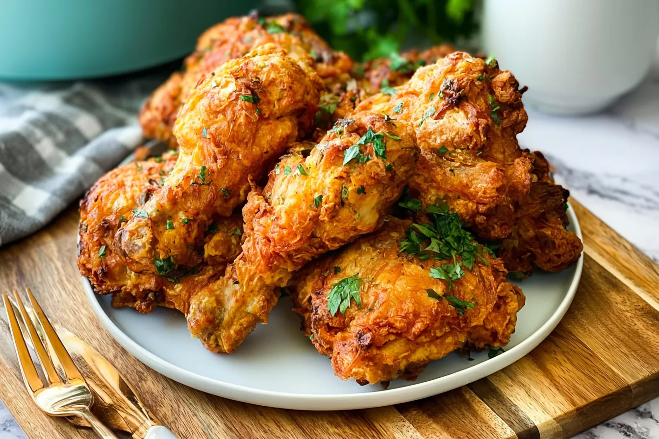 Crispy Air Fryer Fried Chicken on a Plate
