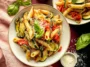 Colorful Tomato Zucchini Pasta on a Plate