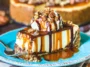 Turtle Cheesecake Slice on a Plate