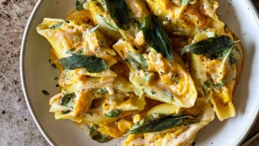 Vegan Pumpkin Ricotta Stuffed Shells Fresh Out of the Oven