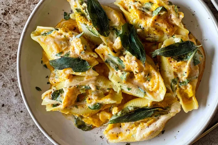 Vegan Pumpkin Ricotta Stuffed Shells Fresh Out of the Oven