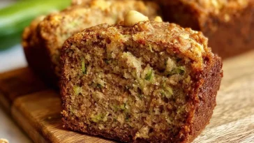 Freshly Baked Zucchini Bread on a Wooden Board