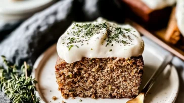 Homemade Zucchini Cake Slices Plated Beautifully