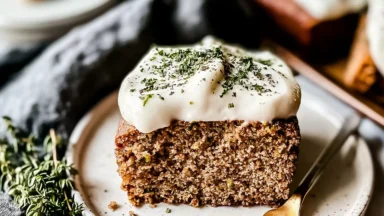 Homemade Zucchini Cake Slices Plated Beautifully
