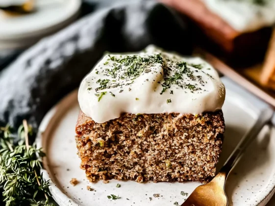 Homemade Zucchini Cake Slices Plated Beautifully