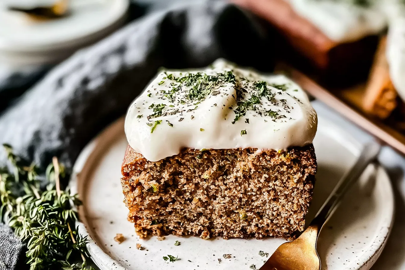 Homemade Zucchini Cake Slices Plated Beautifully