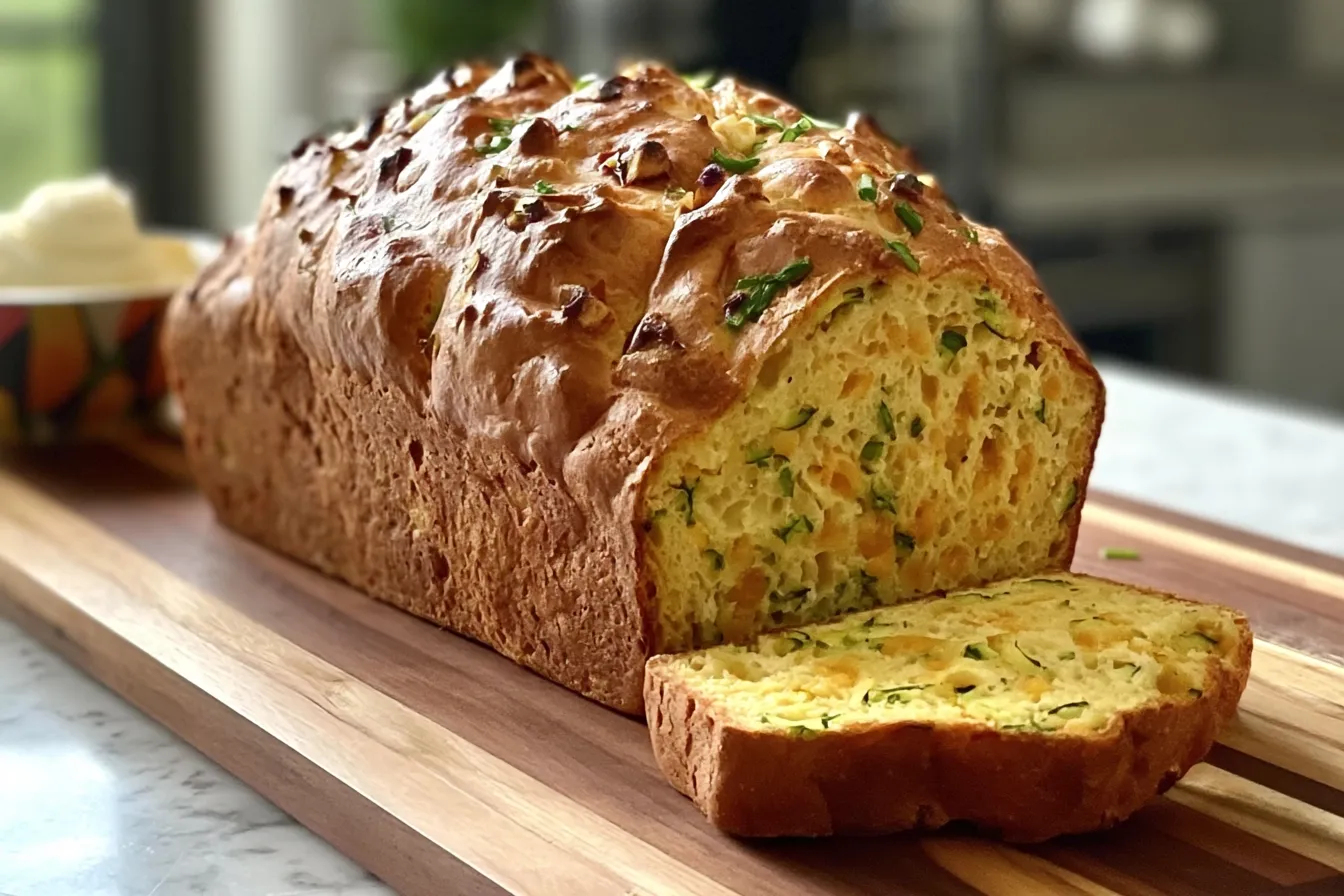 Zucchini Cheddar Cheese & Chive Buttermilk Quick Bread Delight 3 Zucchini Cheddar Cheese & Chive Buttermilk Quick Bread Slices