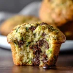 Delicious Zucchini Chocolate Chip Muffins on a Rustic Table