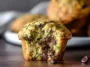 Delicious Zucchini Chocolate Chip Muffins on a Rustic Table