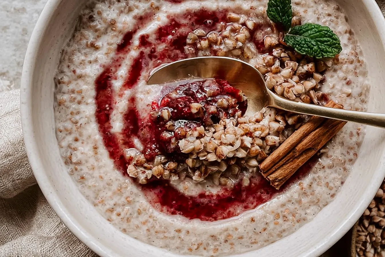 20-Minute Creamy Buckwheat Porridge (Vegan) in a Bowl