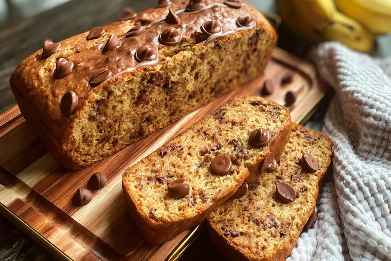 3 Ingredient Cake Mix Banana Bread Freshly Baked Loaf