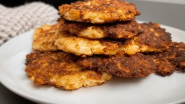 Air Fryer Cauliflower Fritters Served with Dipping Sauce