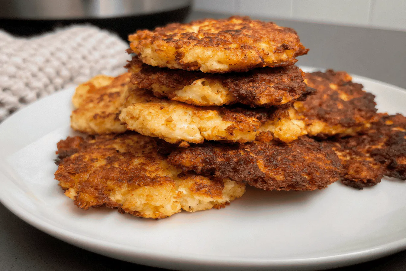 Air Fryer Cauliflower Fritters Served with Dipping Sauce