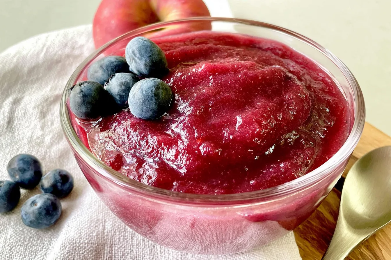 Homemade Apple Blueberry Sauce in a Jar