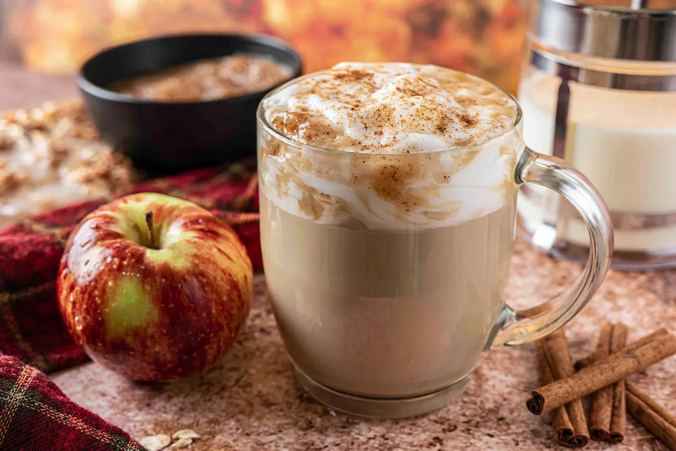 Apple Crisp Macchiato in a Cozy Coffee Shop Setting