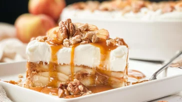 Apple Delight Dessert with Caramel Drizzle