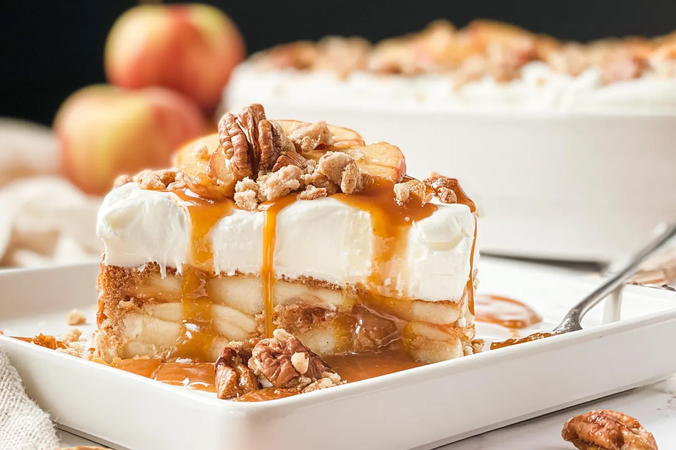 Apple Delight Dessert with Caramel Drizzle
