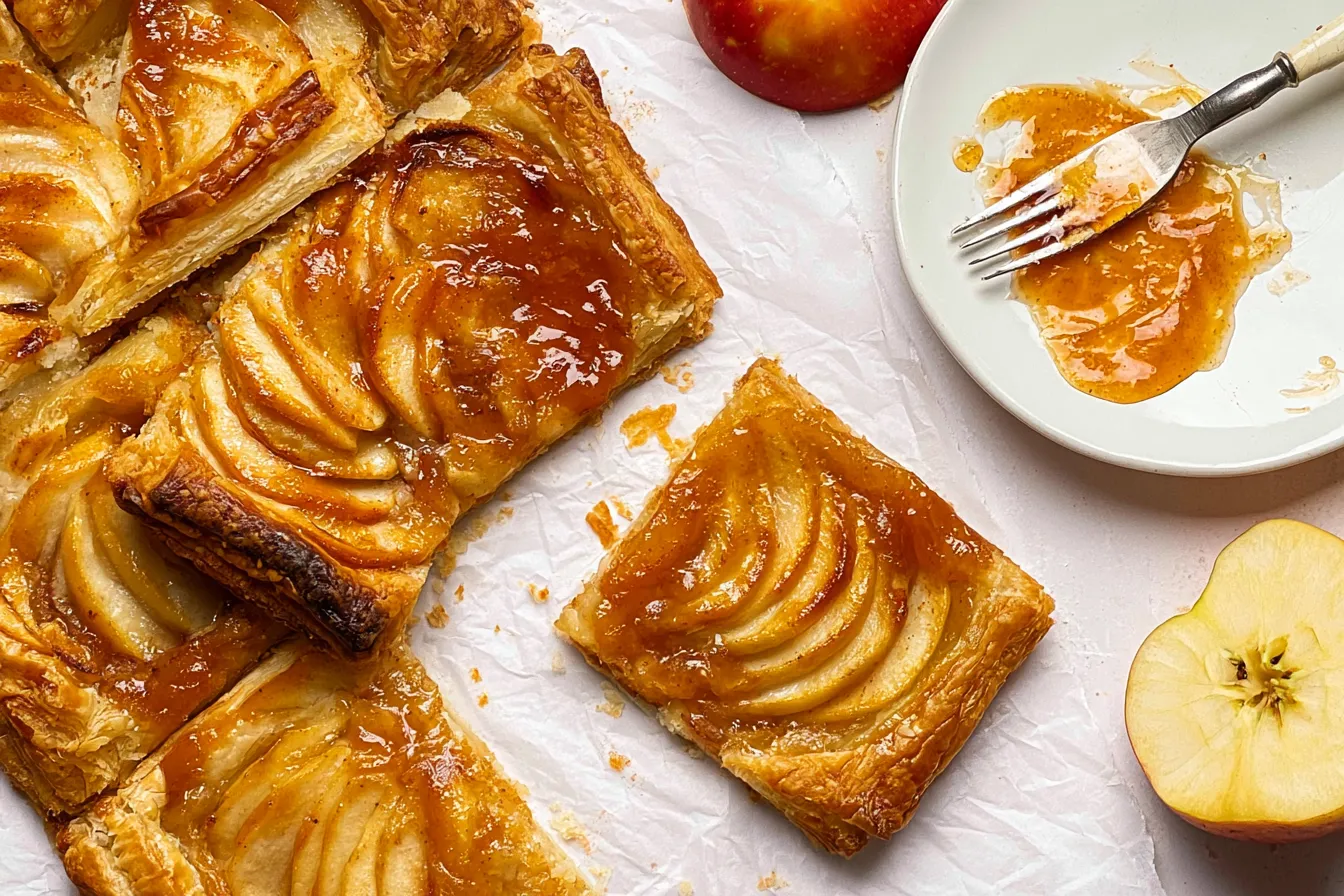 Freshly Baked Apple Tart on Puff Pastry