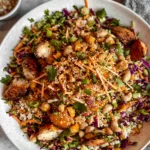 Fresh Asian Chicken Crunch Salad with Colorful Vegetables