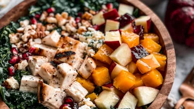 Autumn Kale Salad with Chicken Fresh Ingredients