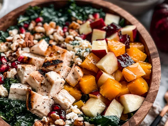 Autumn Kale Salad with Chicken Fresh Ingredients