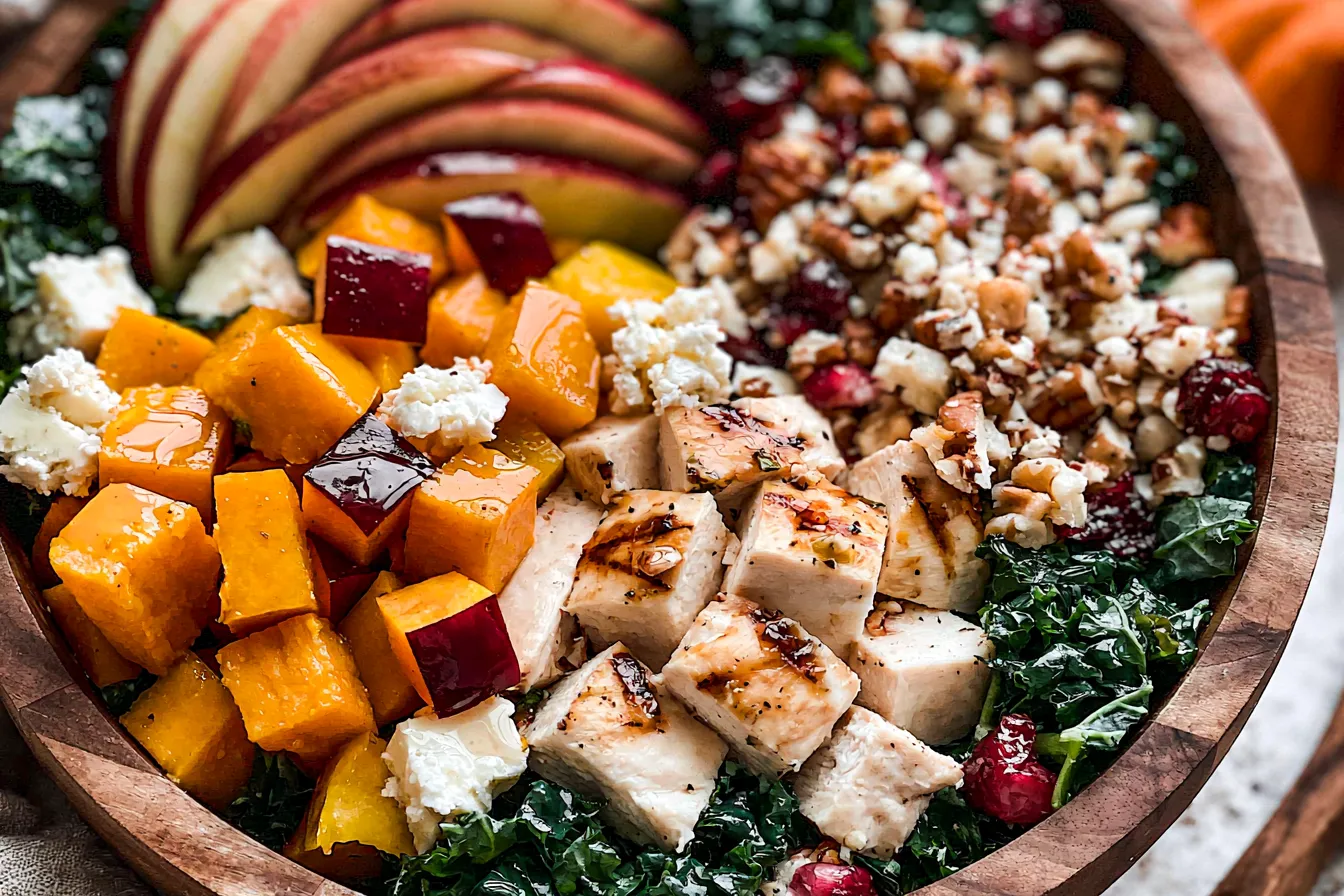 Autumn Kale Salad with Chicken