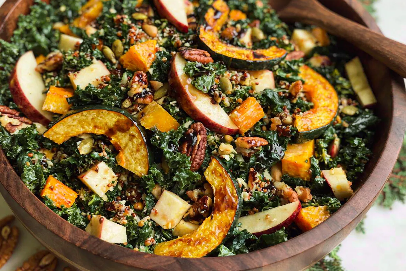 Vibrant Autumn Kale Salad with Maple Balsamic Vinaigrette