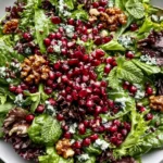 "Autumn Mixed Greens And Pomegranate Salad - Colorful Fall Dish"
