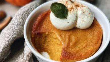 Delicious Baked Pumpkin Pudding with Whipped Cream