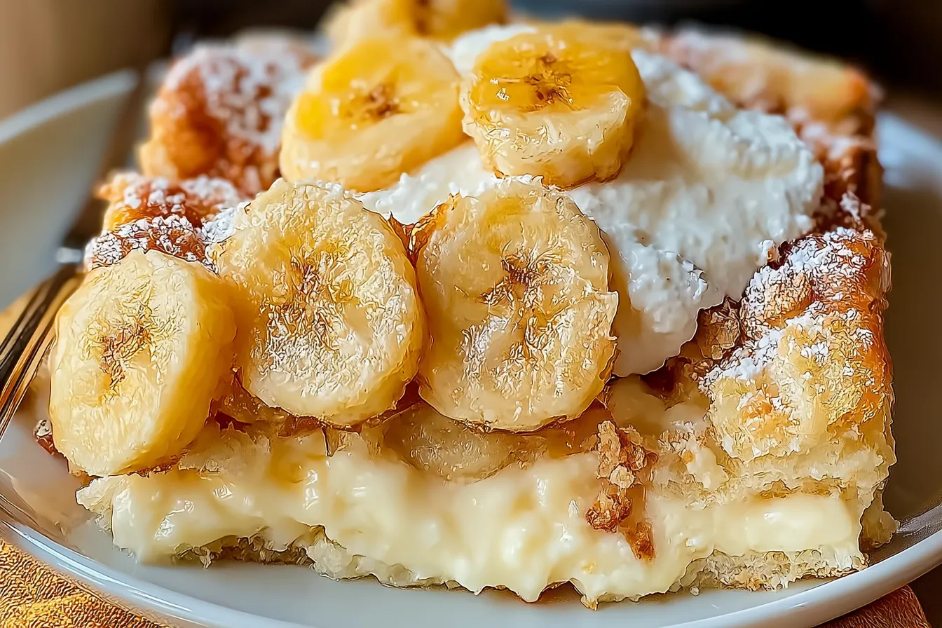 Delicious Banana Cream Cheese Cobbler Fresh Out of the Oven