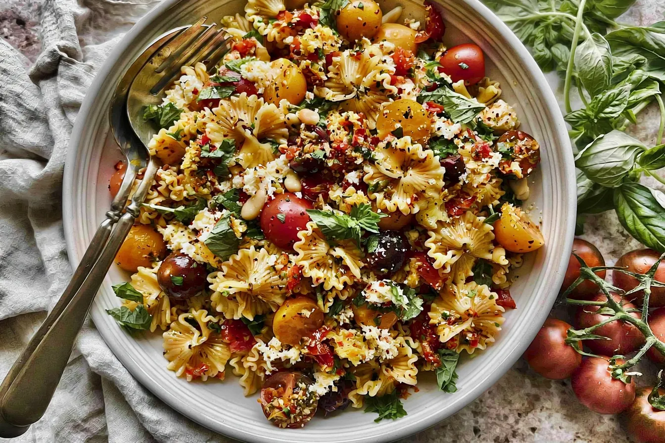 Bruschetta Pasta Salad - Colorful and Refreshing Dish