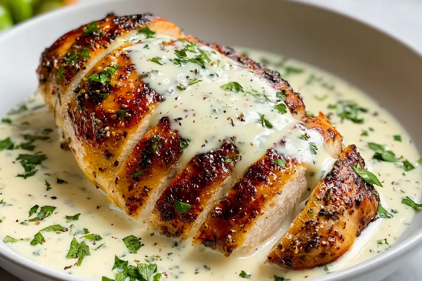 Delicious Caesar Chicken: Pan-Seared with Creamy Garlic Sauce