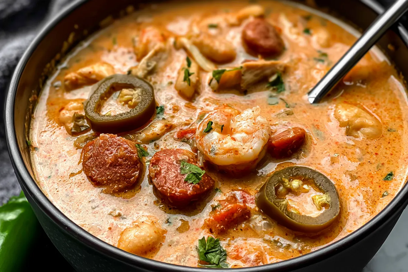 Delicious Cajun White Chicken Chili in a Bowl