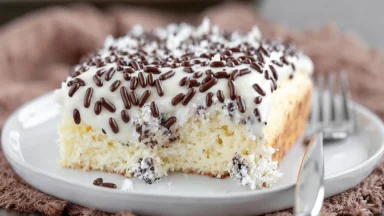 Delicious Cannoli Poke Cake Slices Ready to Enjoy
