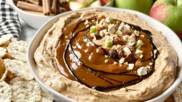 Caramel Apple Dip Served with Fresh Apple Slices