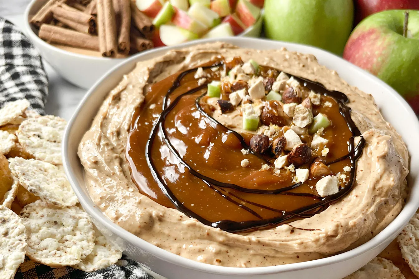Caramel Apple Dip Served with Fresh Apple Slices
