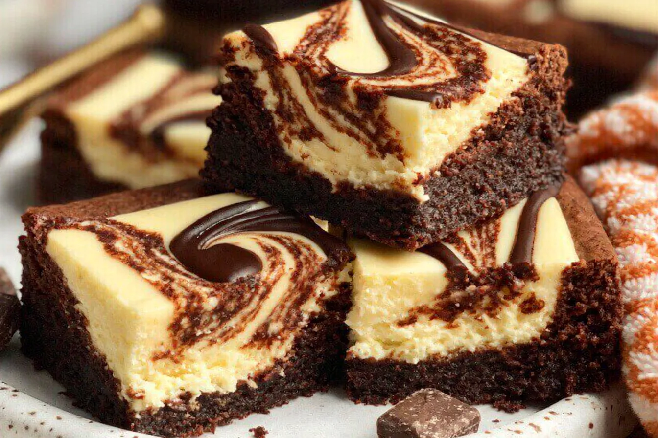 Cheesecake Brownies Slice with Creamy Topping