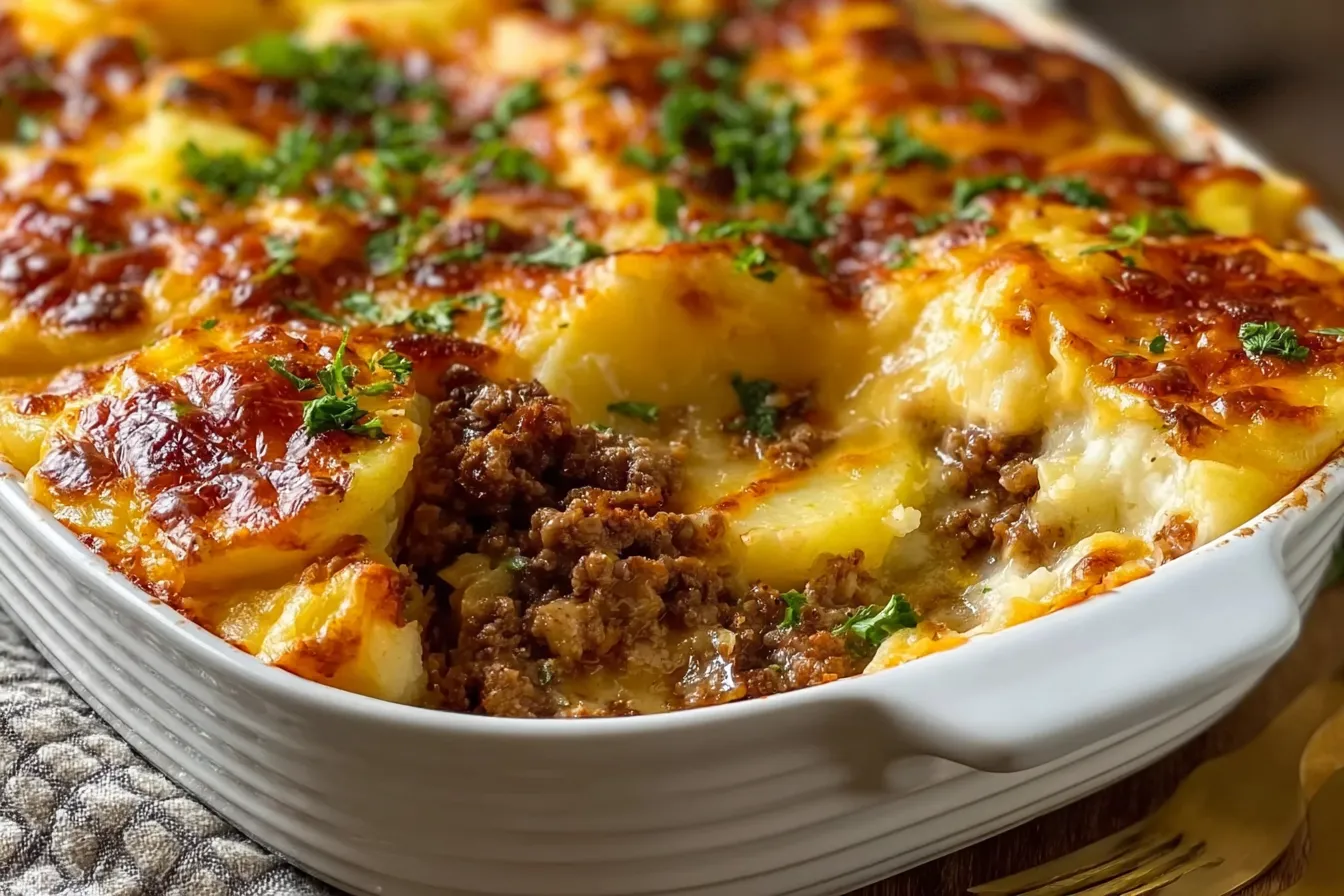 Cheesy Hamburger Potato Casserole - Delicious Comfort Food