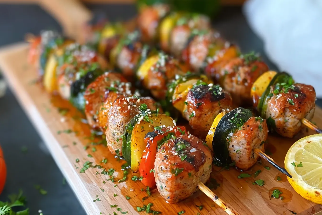 Chicken Apple Sausage Skewers on the Grill